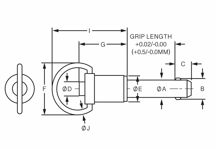 RING HANDLE KWIK-LOK® PIN MS17987,NAS1333-NAS1343